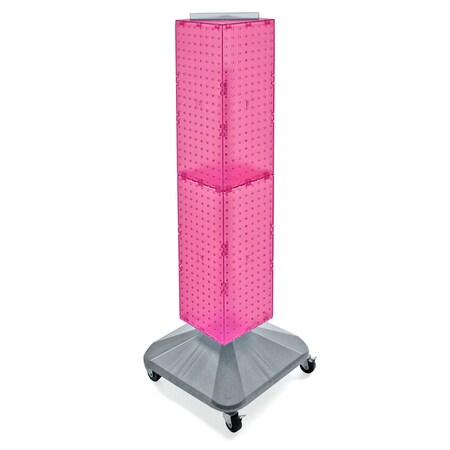 Azar Displays 4-Sided Pegboard Floor Spinner Rack w/ Wheels. Pink 8"W x 48"H, PK3 703388-PNK